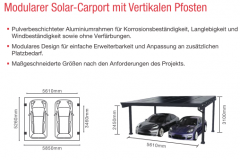 Modularer Solar-Carport mit Vertikalen Pfosten